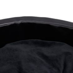 Greatstore Pasja postelja črna 99x89x21 cm pliš in umetno usnje