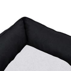 Greatstore Pasja postelja črna in bela 85,5x70x23 cm videz platna flis