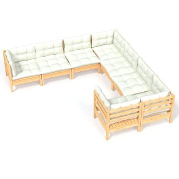 Vidaxl Vrtna sedežna garnitura 8-delna s blazinami borovina