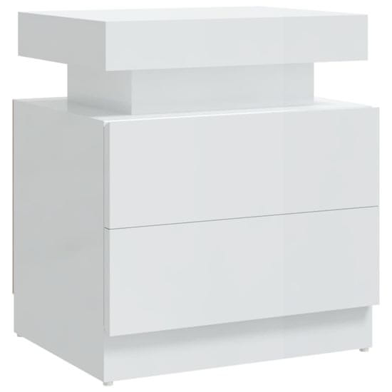Greatstore Nočna omarica visok sijaj bela 40x35x52 cm iverna plošča