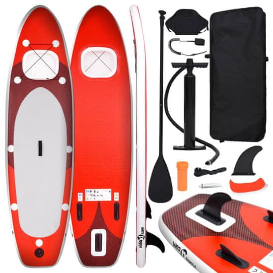 Greatstore Napihljiva SUP deska rdeče barve 360x81x10 cm