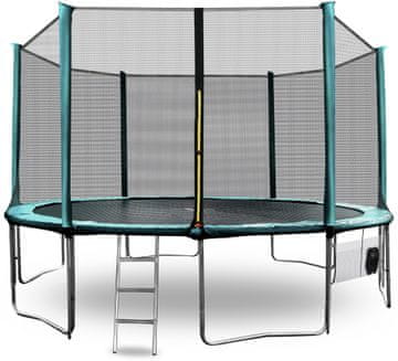 Aga SPORT PRO Trampolin 430 cm Temno zelena + zaščitna mreža + lestev + žep za čevlje