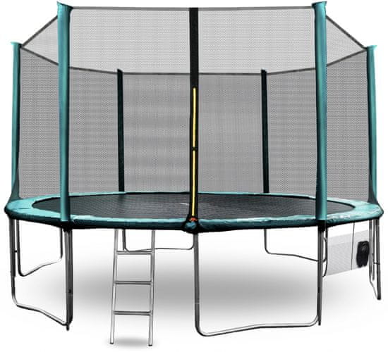 Aga SPORT PRO Trampolin 430 cm Temno zelena + zaščitna mreža + lestev + žep za čevlje
