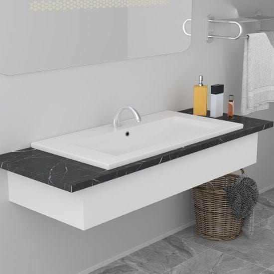 Vidaxl Vgradni umivalnik 91x39,5x18,5 cm keramičen bel