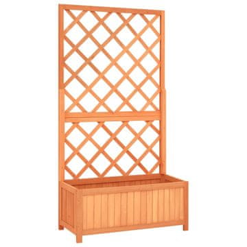 Vidaxl vidaXL Vrtno korito z rešetko, rjavo, 70x30x135 cm, les jelke