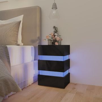 Greatstore LED nočna omarica visok sijaj črna 45x35x67 cm iverna plošča