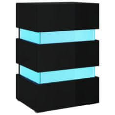 Vidaxl LED nočna omarica visok sijaj črna 45x35x67 cm iverna plošča