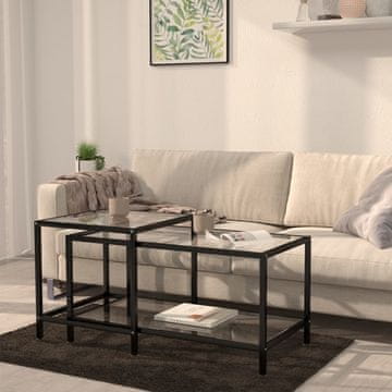 Vidaxl vidaXL Čajne mizice, komplet 2 kosov, kaljeno steklo, prozorne