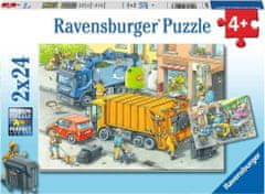 Ravensburger Puzzle Smetarji in avtovleka 2x24 kosov