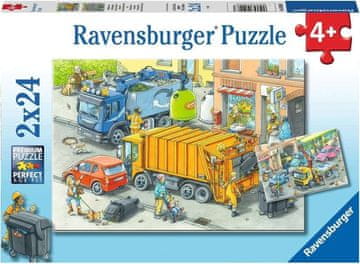 Ravensburger Puzzle Smetarji in avtovleka 2x24 kosov