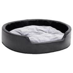 Greatstore Pasja postelja črna in siva 79x70x19 cm pliš in umetno usnje