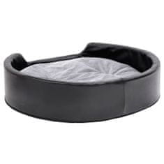 Greatstore Pasja postelja črna in siva 79x70x19 cm pliš in umetno usnje