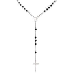 Amen Originalna srebrna ogrlica z oniksi rožnatim venčkom CROBON40