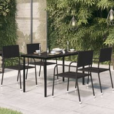 Greatstore Vrtna jedilna miza črna 140x70x74 cm jeklo in steklo