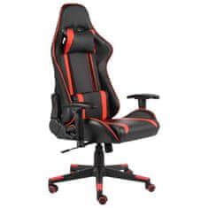 Greatstore Vrtljiv gaming stol rdeč PVC