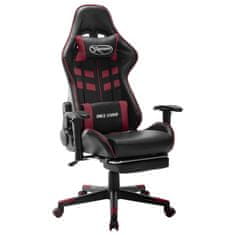 Vidaxl Gaming stol z oporo za noge črno in vinsko rdeče umetno usnje