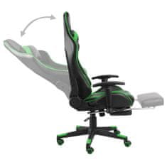 Greatstore Vrtljiv gaming stol z naslonjalom za noge zelen PVC