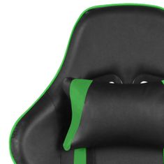 Greatstore Vrtljiv gaming stol z naslonjalom za noge zelen PVC