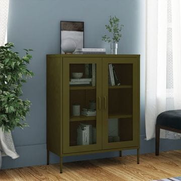 Vidaxl vidaXL Omarica olivno zelena 80x35x101,5 cm jeklo