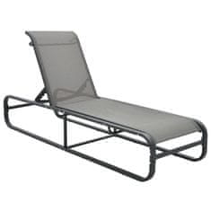 Vidaxl Ležalnik 2 kosa z mizico tekstil in aluminij