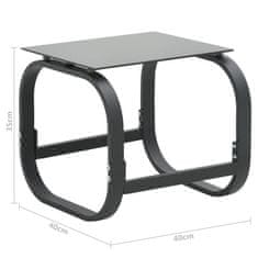 Vidaxl Ležalnik 2 kosa z mizico tekstil in aluminij