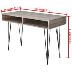 shumee pisalna miza z 2 prostoroma za shranjevanje siva