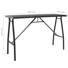 Vidaxl Vrtna barska miza črna 180x60x110 cm kaljeno steklo