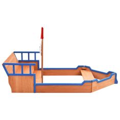 Greatstore Peskovnik piratska ladja iz lesa jelke 190x94,5x136 cm