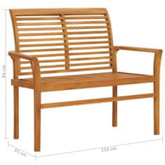 Vidaxl Vrtna klop s svetlo zeleno blazino 112 cm trdna tikovina