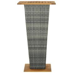 Vidaxl Barska miza siva 60x60x110 cm poli ratan in trden akacijev les