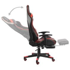 Vidaxl Vrtljiv gaming stol z naslonjalom za noge rdeč PVC