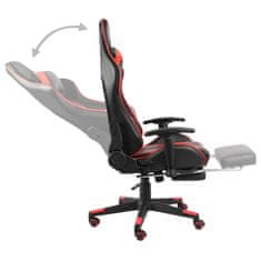 Greatstore Vrtljiv gaming stol z naslonjalom za noge rdeč PVC