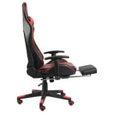 Greatstore Vrtljiv gaming stol z naslonjalom za noge rdeč PVC