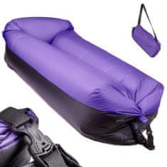 Ikonka Lazy BAG SOFA zračna postelja črna in vijolična 185x70cm