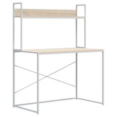 Vidaxl Računalniška miza bela in hrast 110x60x138 cm iverna plošča