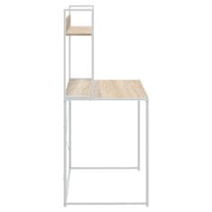 Vidaxl Računalniška miza bela in hrast 110x60x138 cm iverna plošča