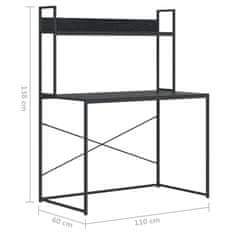 Vidaxl Računalniška miza črna 110x60x138 cm iverna plošča