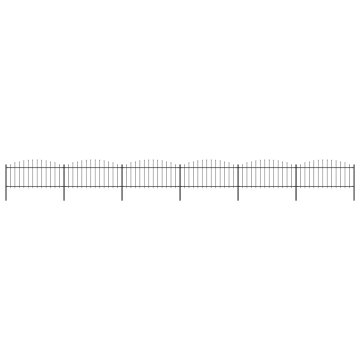 Vidaxl Vrtna ograja s suličastim vrhom jeklo 1005x75 cm črna