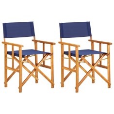 Greatstore Režiserski stoli 2 kosa trden akacijev les modri