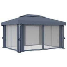 Vidaxl Paviljon z zaveso 4x3 m antraciten aluminij