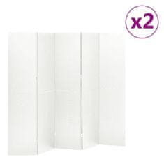 Vidaxl Paravan 5-delni 2 kosa bel 200x180 cm jeklo
