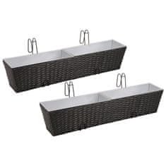 Vidaxl Set Balkonskih Cvetličnih Loncev Trapezoid, 2 kosa, 80 cm Črne Barve