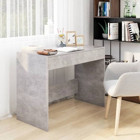 Vidaxl Pisalna miza betonsko siva 101x50x76,5 cm iverna plošča