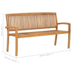 Vidaxl Vrtna klop z blazino 159 cm trdna tikovina