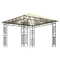 Vidaxl Paviljon s komarnikom in lučkami 3x3x2,73 m krem 180 g/m2