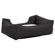 Vidaxl Pasja postelja tm. siva in bela 85,5x70x23 cm videz platna flis