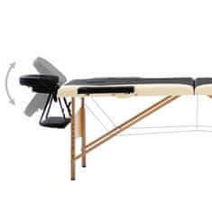 Vidaxl Zložljiva masažna miza 2-conska les črna in bež