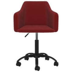 Greatstore Vrtljivi pisarniški stol, vinsko rdeče barve, oblazinjen z žametom