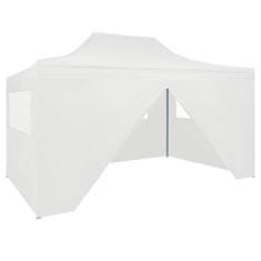 Vidaxl Zložljiv vrtni šotor s 4 stranicami 3x4,5 m bel