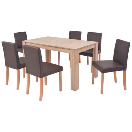 Vidaxl Jedilna miza in stoli 7 delni komplet umetno usnje